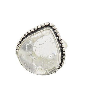 925 Sterling Silver Vintage Quartz Love Heart Cocktail Ring Sz 10.5 RG19697