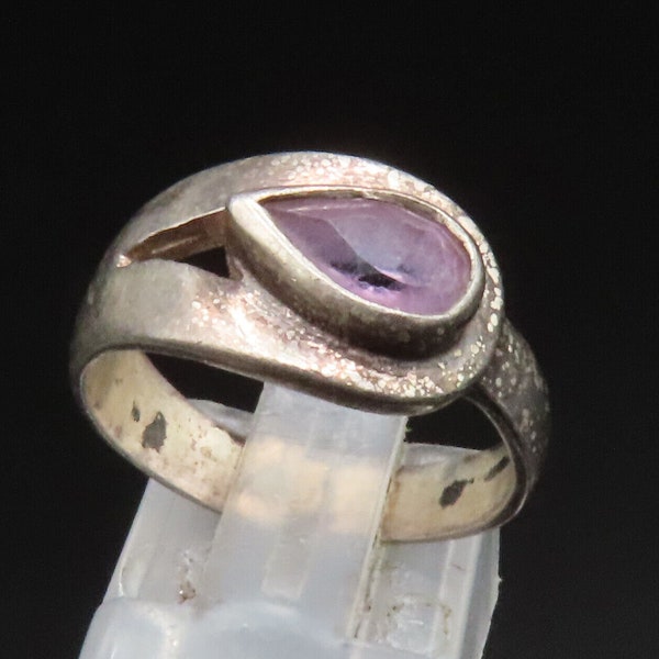 925 Sterling Silver - Vintage Overlapping Locked Kunzite Ring Sz 7 - RG25222