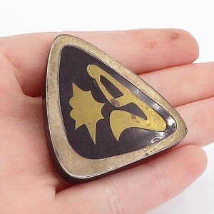 Broche vintage de plata de ley 925 con incrustaciones de ónix negro, BP1346