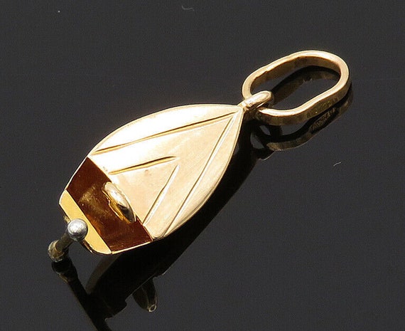 18K GOLD - Vintage Shiny Rose Gold Arrow Etched M… - image 1