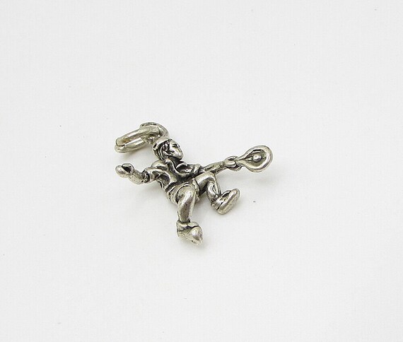 925 Sterling Silver - Vintage Tennis Player Charm… - image 2