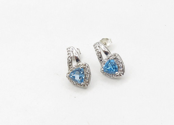 925 Silver - Vintage Genuine Diamond & Blue Topaz… - image 3
