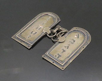 ISRAEL 925 Sterling Silver Vintage Etched Ten Commandments Key Chain TR2707