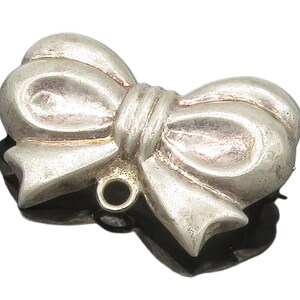 925 Sterling Silver Vintage Hollow Bow Tied Ribbon Smooth Brooch Pin BP5958