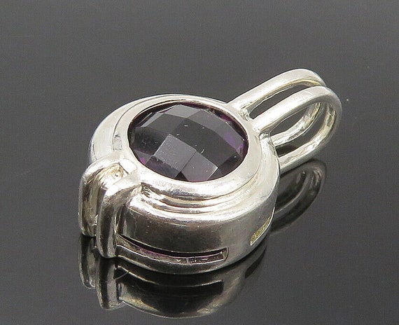 925 Sterling Silver - Faceted Amethyst Shiny Roun… - image 1