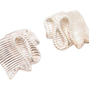 925 Sterling Silver Vintage Earrings ANGELA CUMMINGS Grooved Cloth EG13080