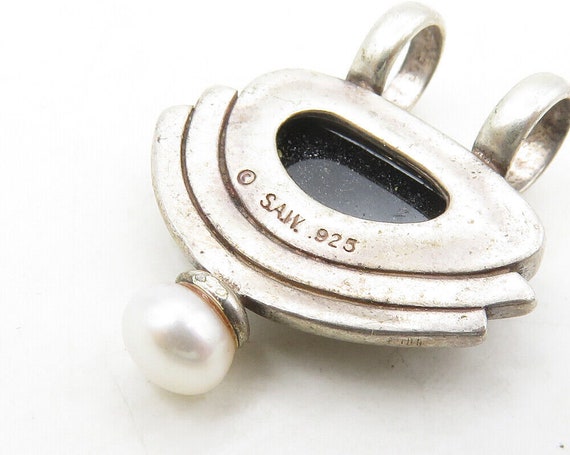 DESIGNER 925 Silver - Vintage Petite Pearl & Druz… - image 5