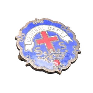 925 Sterling Silver Vintage Antique Enamel Central Baptist Brooch Pin BP9559