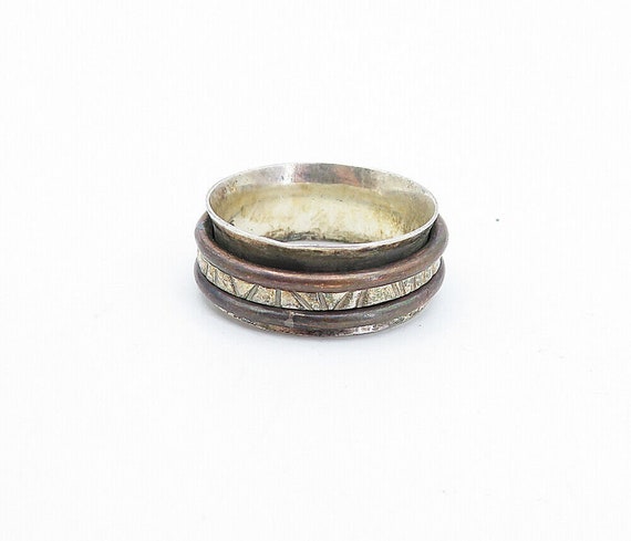 925 Sterling Silver - Vintage Two Tone Rustic Etc… - image 2