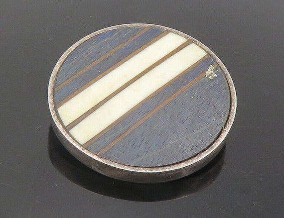 925 Sterling Silver - Vintage Striped Pattern Woo… - image 1