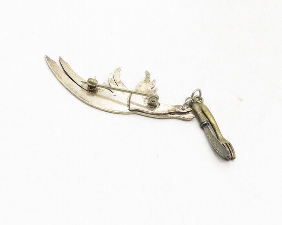 925 Sterling Silver - Vintage Knife & Fork Flying… - image 4