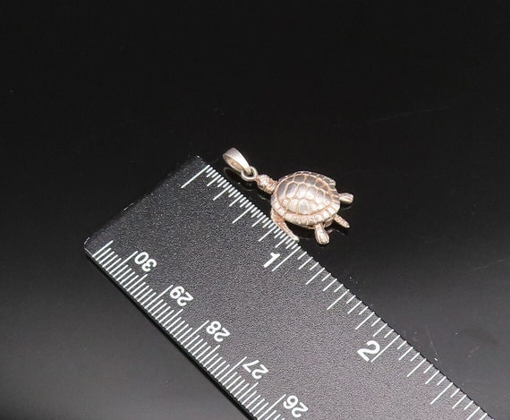 925 Sterling Silver - Vintage Sea Turtle Charm Pe… - image 7