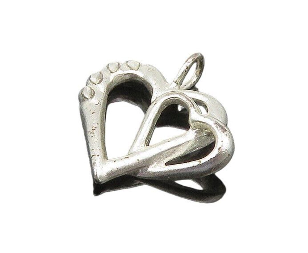 925 Sterling Silver Vintage Shiny Diamond Cut Love Hearts