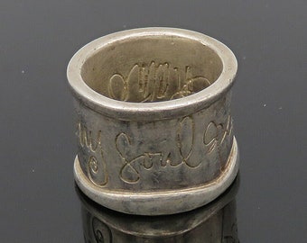 SHAWN'S 925 Silver - Vintage Hear My Soul Speak Etched Band Ring Sz 6 - RG20600