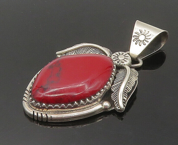 SOUTHWESTERN 925 Silver - Vintage Cabochon Red Ja… - image 1