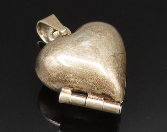 925 Silver - Vintage Love Heart With Angel Inside Pendant (OPENS) - PT21130