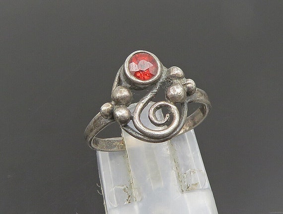 925 Sterling Silver - Vintage Beaded Spiral Red S… - image 7