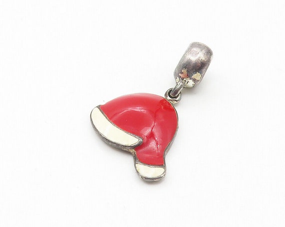 925 Sterling Silver - Vintage Enamel Coated Santa… - image 2