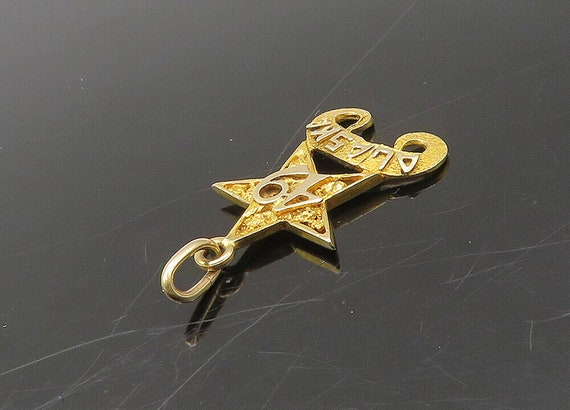 14K GOLD - Vintage Shiny Alaska 49 Star Drop Pend… - image 4