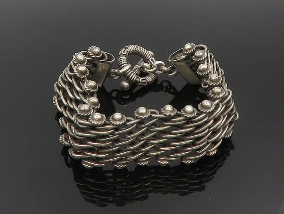 925 Sterling Silver - Vintage Twisted Rope & Bead… - image 5