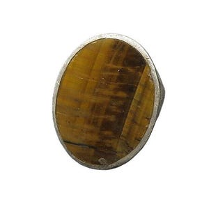 925 Sterling Silver Vintage Tiger&#39;s Eye Oval Cocktail Ring Sz 7.5 RG19160