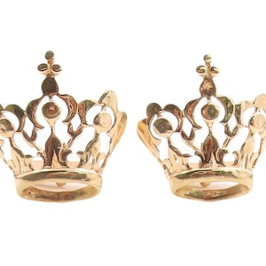14K GOLD Vintage Minimalist Openwork Royal Crown Cuff Links GOT070