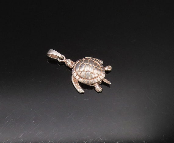 925 Sterling Silver - Vintage Sea Turtle Charm Pe… - image 2