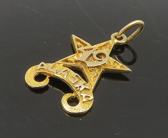 14K GOLD - Vintage Shiny Alaska 49 Star Drop Pend… - image 1