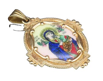 10K GOLD Vintage Religious Ntra Sra Del Perpetuo Socorro Pendant GP567