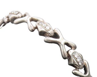 アクセサリー Vintage 50s Silver Chain Cross Bracelet Vintage Sterling Silver Chain Bracelet With Cross Charms - Etsy