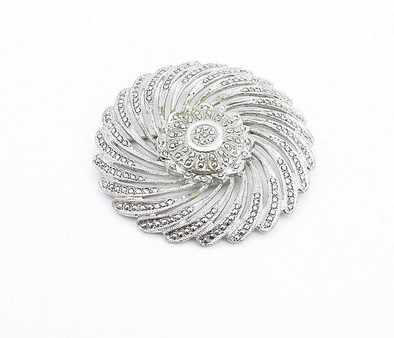 925 Sterling Silver - Vintage Sparkling Round Flo… - image 2