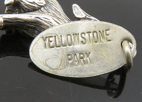 925 Sterling Silver - Vintage Howling Wolf Yellow… - image 6