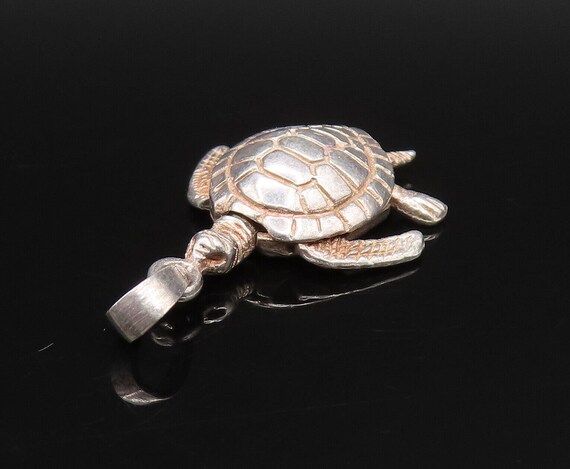 925 Sterling Silver - Vintage Sea Turtle Charm Pe… - image 4