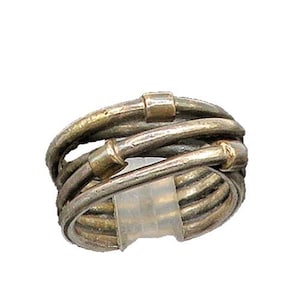 PANDORA 925 Silver & 14K GOLD Vintage 2 Tone Highway Band Ring Sz 5 RG21956