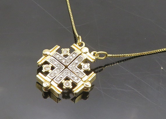 14K GOLD - Vintage Genuine Diamonds 2-Way Shiny C… - image 3
