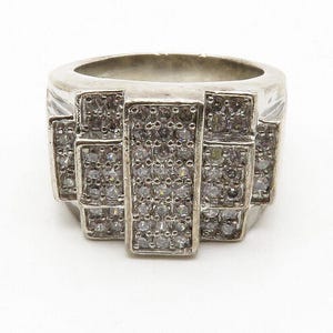 925 Sterling Silver Vintage Cubic Zirconia Cocktail Ring Sz 11.5 RG13834