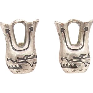 925 Sterling Silver Vintage Earrings SILVER CLOUD Designer Animal Etched EG13376