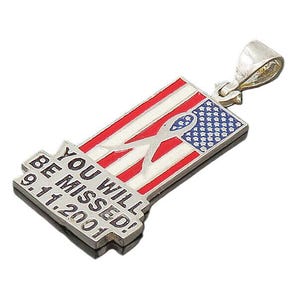 925 Sterling Silver Vintage Enamel United States Flag Pendant PT16491