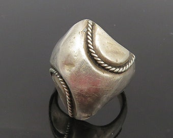 925 Sterling Silver - Vintage Twist Detail Hollow Band Ring Sz 6 - RG10217