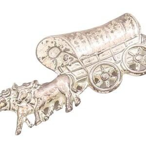 925 Sterling Silber Vintage Brosche Pin Solid Ausschnitt Antiker Pferdewagen BP11081