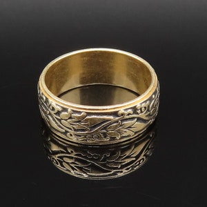 COLUMBIA 14K GOLD Vintage Victorian Engraved Leaf Vine Ring Sz 9.5 ...