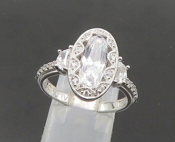 TACORI 925 Silver Vintage Sparkling Cubic Zirconia Band Ring Sz 9