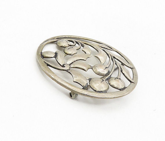 925 Sterling Silver - Vintage Blooming Floral Lea… - image 3