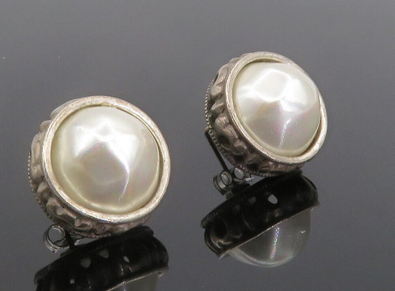 DESIGNER 925 Silver Plated - Vintage Shiny Pearl … - image 1