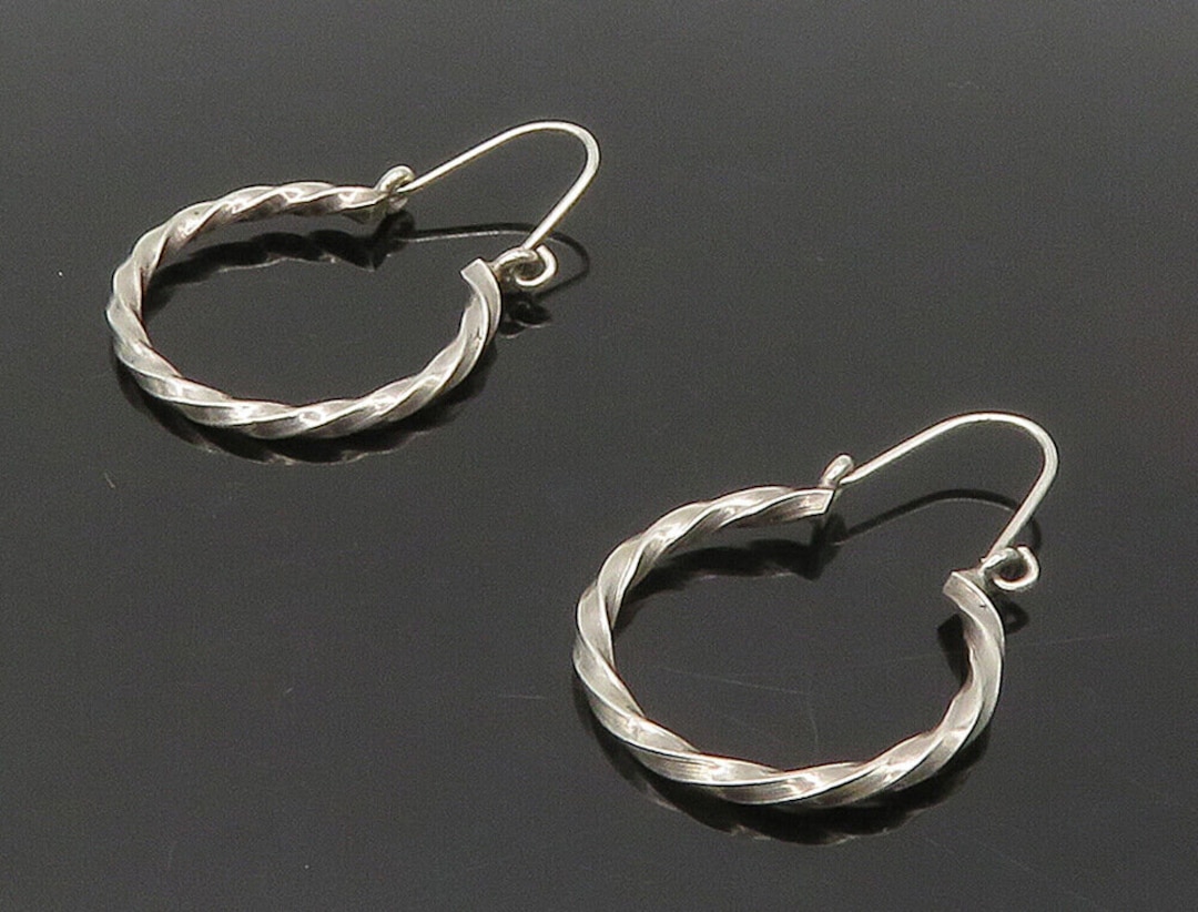 Sterling Silver Twist Hoop Earrings For Women - 3mm Round Hoops 15-45mm Sizes