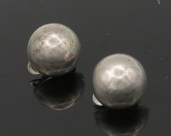 925 Sterling Silver - Vintage Shiny Non Pierce Dome Stud Earrings - EG11178