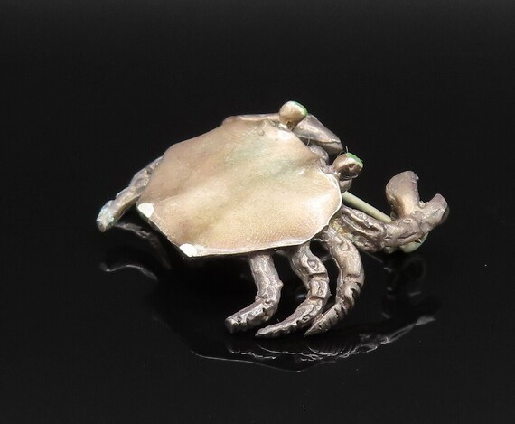 925 Sterling Silver - Vintage Crab With Enamel Ey… - image 3