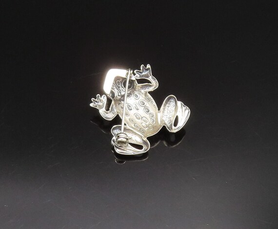 925 Sterling Silver - Vintage Carved Spotted Frog… - image 7