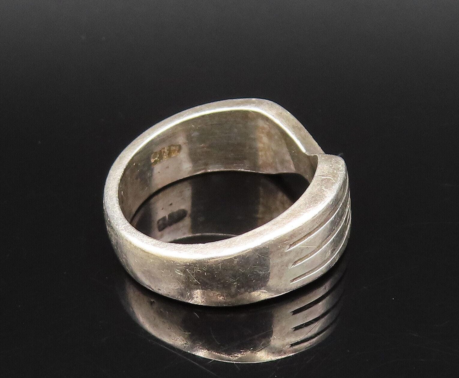 MEXICO 925 Silver Vintage Etched Lines Twisted Band Ring Sz