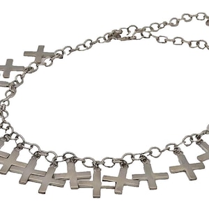 RLM STUDIO 925 Silver Vintage Dangling 'X' Ring Link Chain Necklace NE4110